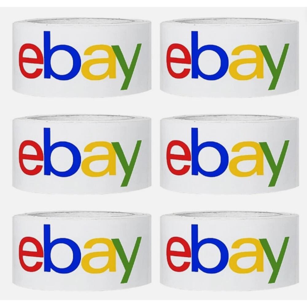 NEW eBay Color Logo Packing Shipping Boxes White Tape, 6 Rolls, 2" x 75 Yards Ea
